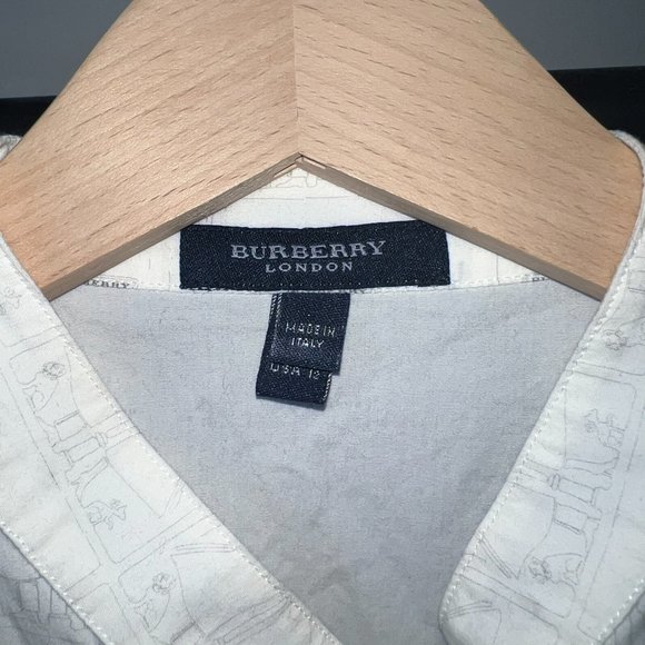 Burberry Collared Button Down Logo Print Sleeveless Tank Top - Picture 3 of 11